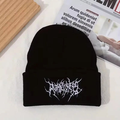 Toucas de Inverno Quentes para Mulheres e Homens, Chapéus de Malha Estilo Gótico Punk de Rua, Bonés de Malha 100% Algodão, Moda, Mantenha-se Aquecido, Toucas e Gorros