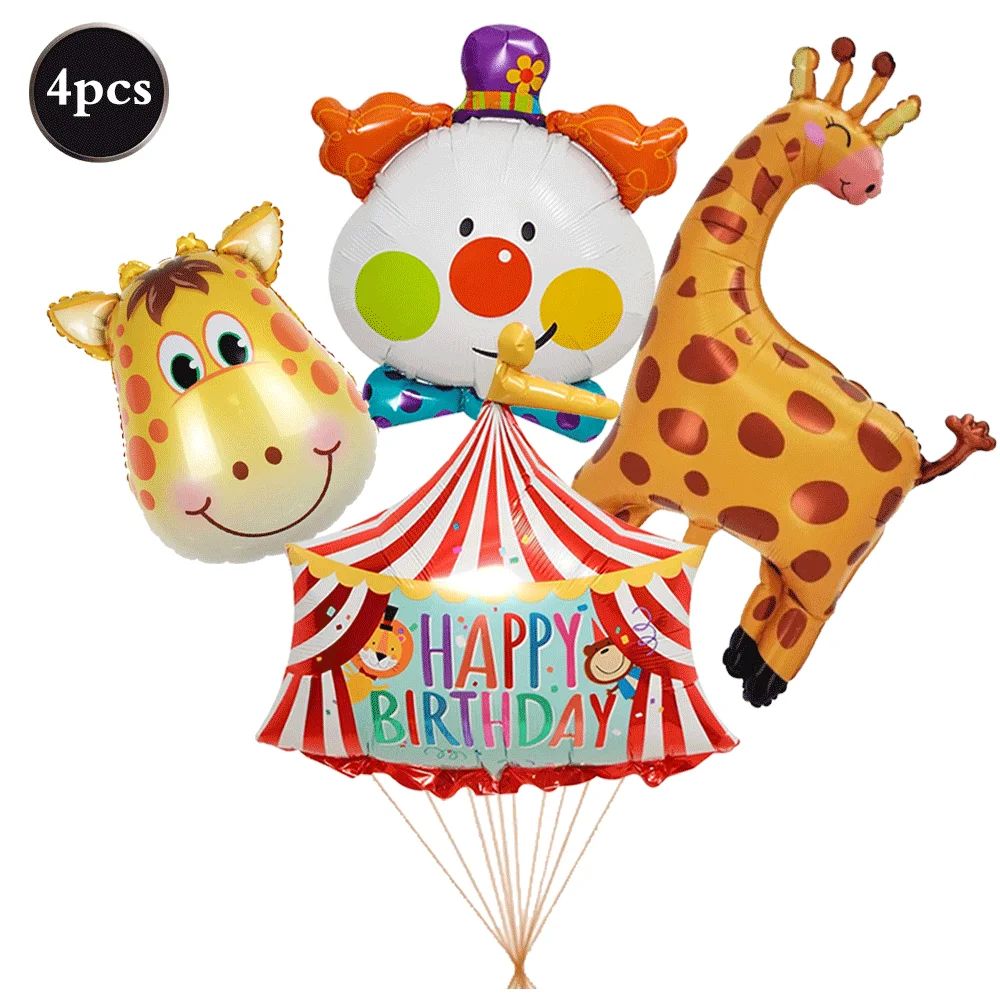 Giant Standing Popcorn Balloon Smiling Clown Foil Balloon for Circus Carnival Theme Party Birthday Christmas Decoration Supplies