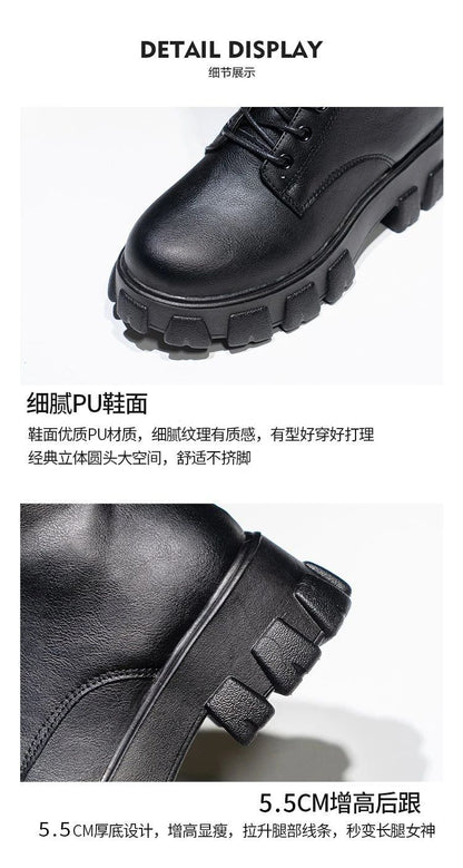 Women's Mid Calf Boots Padded Shoes Knee High Winter Sneakers Punk Style Military Casual White Black 2024 Lucury Platform Woman