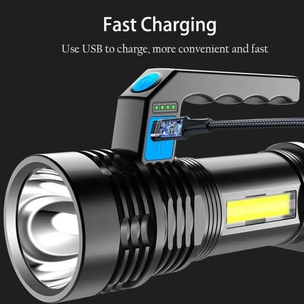 GGbingo 2KM LED USB Rechargeable Flashlight Portable Long Distance Waterproof Torch for Fishing Hunting Camping