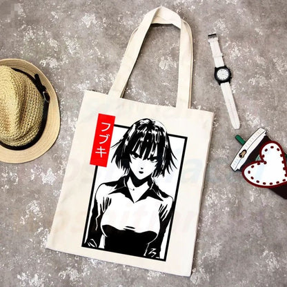 One Punch Man Shopping Bag Grocery Shopper Anime Genos Saitama Sensei Shopping Jute Bag Cotton Bag Jute