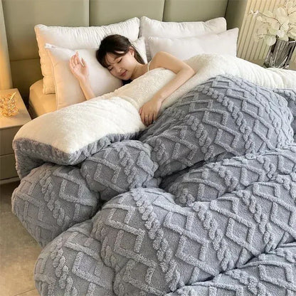Manta de Cama Grossa de Inverno Quente de Alta Qualidade Cordeiro Artificial Caxemira Cobertores Pesados Edredom de Inverno Mais Grosso e Quente