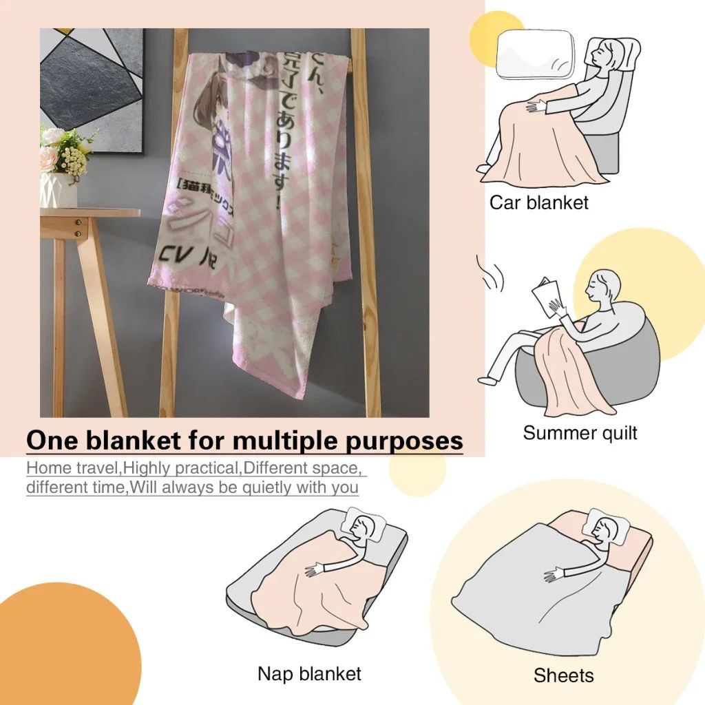 Anime Nekoparas Kawaii Cute Comfortable Flanne Blanket Soft comforter sets throw for Couch Warm Flannel Blankets Bedroom Décor