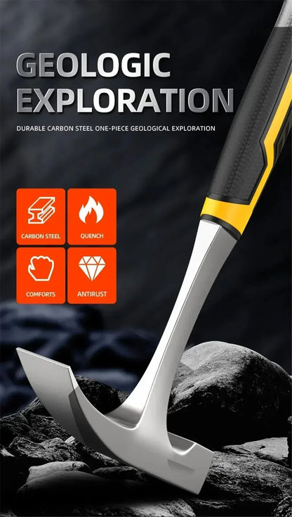 Ferramenta Manual Profissional em Aço de Alto Carbono Martelo Geológico de Acampamento Forjado Integrado Martelo Unha Ferramentas Multifuncionais