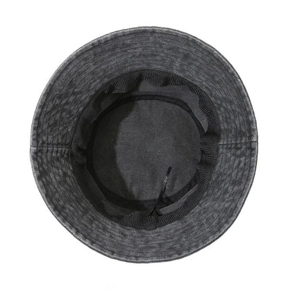 Panda Embroidery Washed Cotton Bucket Hat for Men Women Vintage Wide Brim Sun Protection Adjustable Outdoor Fishing Beach Cap