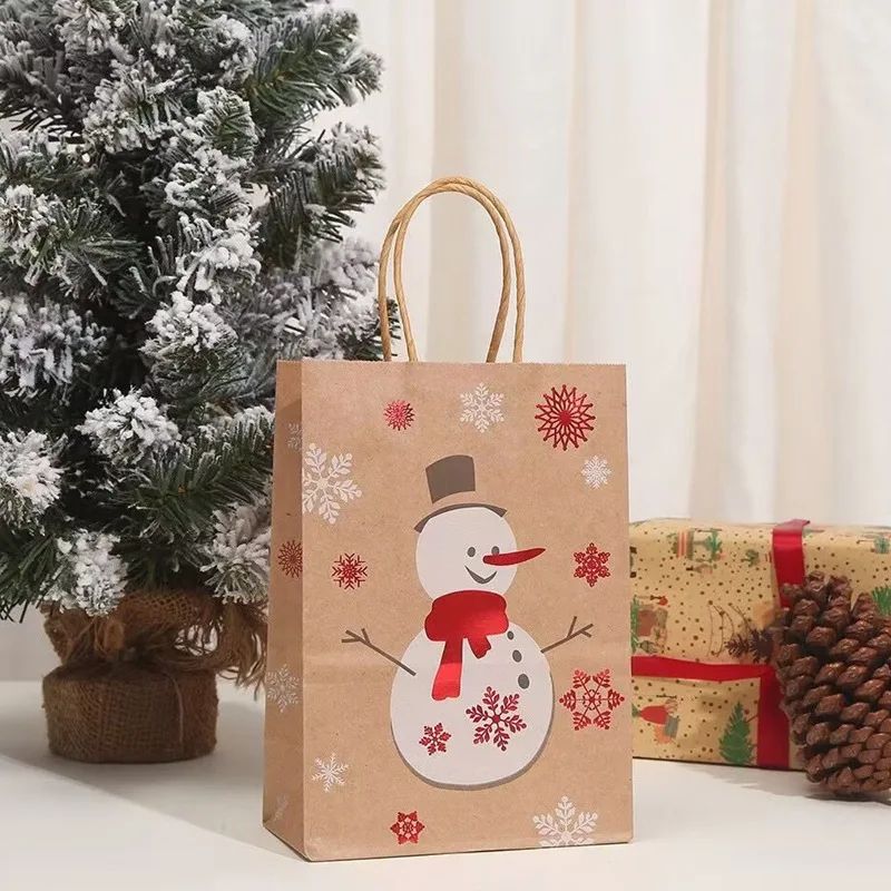 Christmas Kraft Paper Handbags 2026 Xmas Gifts Bag Merry Christmas Decor For Home Cristmas Navidad New Year Packing Bags