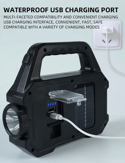 High Power Led Flashlights Rechargeable Camping Work Light Multi Functional Portable Light Solar Charging 6 Lighting Modes ?
