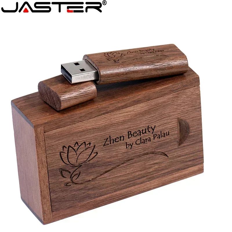 JASTER (1 unidade com LOGO Grátis) Pen Drive de Madeira com USB em Lascas de Madeira 4GB 16GB 32GB 64GB 128GB Memory Stick Presente de Casamento