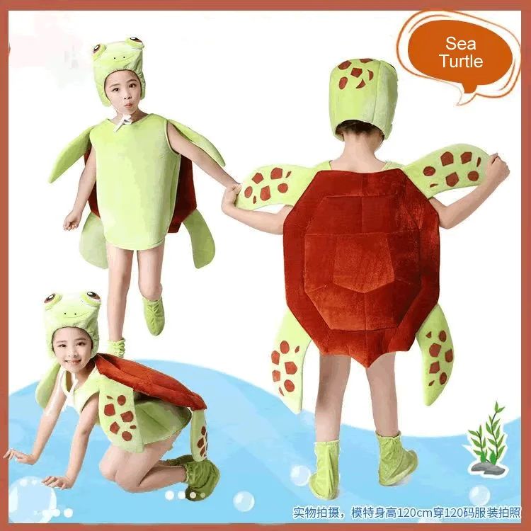 Sea Turtle Cosplay Costume Children‘s Marine animals Performance Clothing Set Hat Clothes Shoe Kids Anime Octopus Shark Dolphin
