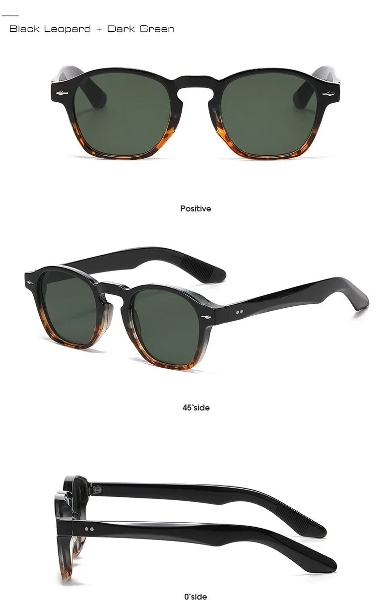 JNPCXI Retro Rivets Men Square Sunglasses Fashion Blue Green Trending Shades UV400 Women Clear Frame