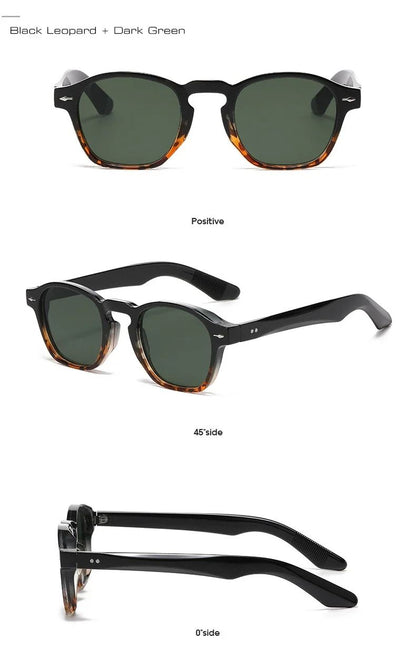 JNPCXI Retro Rivets Men Square Sunglasses Fashion Blue Green Trending Shades UV400 Women Clear Frame