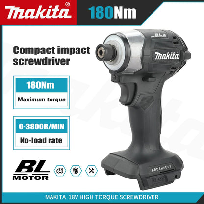 Parafusadeira de Impacto sem Fio Makita DTD173 18V LXT BL Motor sem Escova Furadeira Elétrica Modo Madeira/Parafuso/T 180 N·M Ferramentas Elétricas Recarregáveis