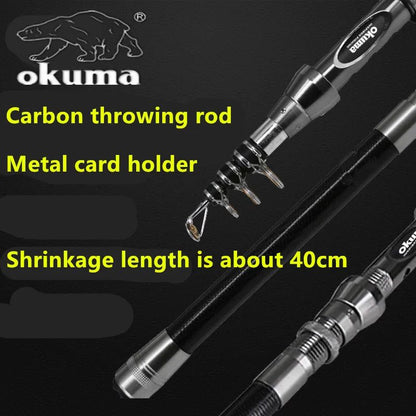 OKUMA New Carbon Rock Rod 1.5M/1.8M/2.1M/2.4M/2.7M Ceramic Guide Ring Water Drop Spinning Wheel Fishing Rod