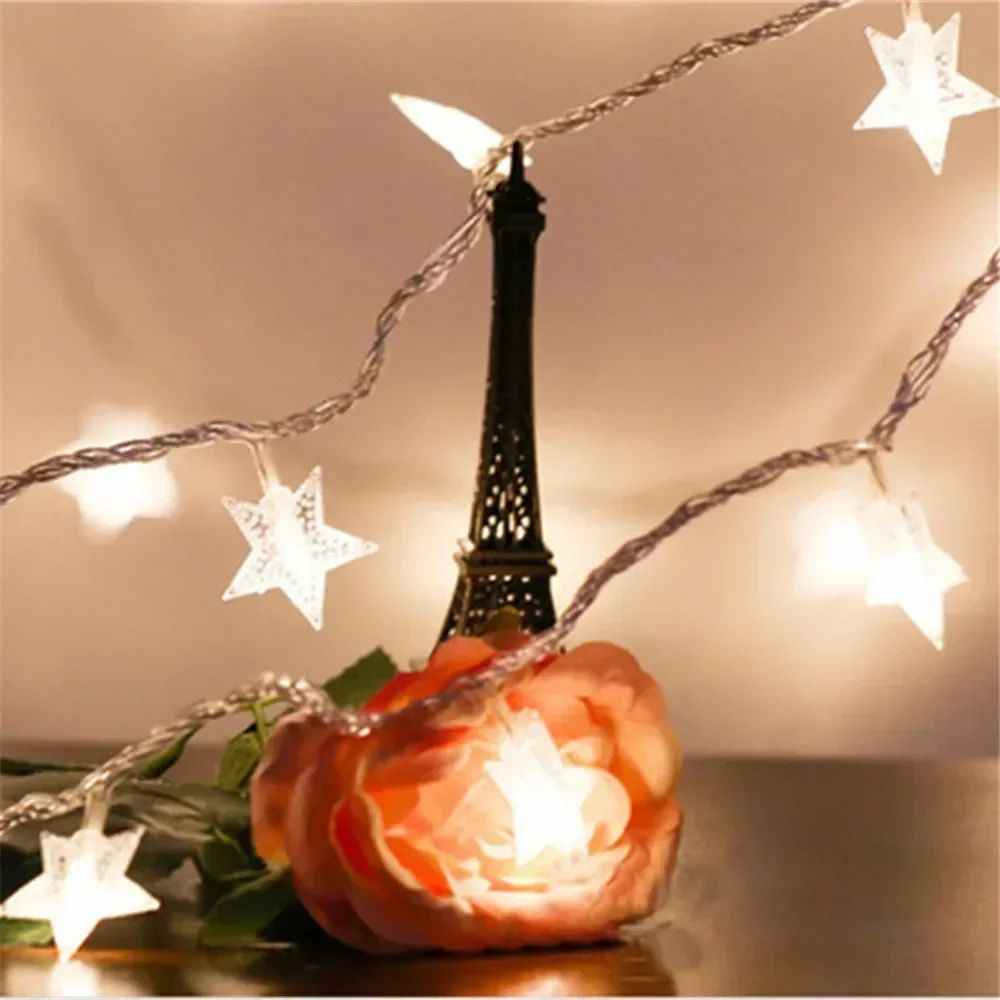 Battery Power Star Led Lights Garland Fairy String Christmas Outdoor Lamp Garden Bedroom Room Wedding Party Decoration