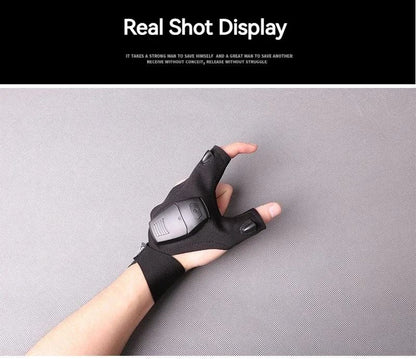 LED Flashlight Fishing Strap Fingerless Gloves Waterproof Cycling Camping Hiking Rescue Glove Lamp Lighting Gloves