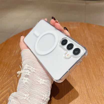 for Magsafe Magnetic Charge Phone Case For Samsung Galaxy S25 S24 S23 Ultra S22 Plus S21 FE A15 A35 A55 Clear Acrylic Slim Cover