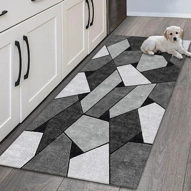 VIKAMA Simple Geometric Kitchen Floor Mats Living Room Floor Carpet Entrance Door Mat Hallway Door Non-Slip Foot Mats Home Decor