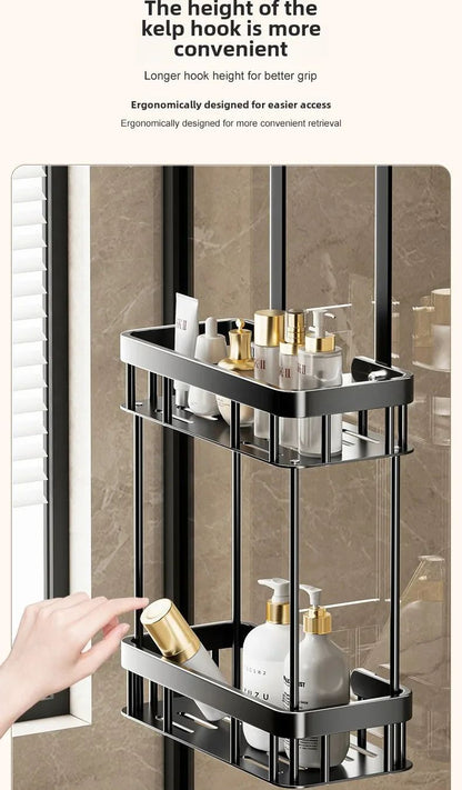 Cesto de Ducha Sem Furo | Cesto Organizador de Porta de Vidro para Banheiro | Suporte para Toalhas para um Espaço de Banho Conveniente