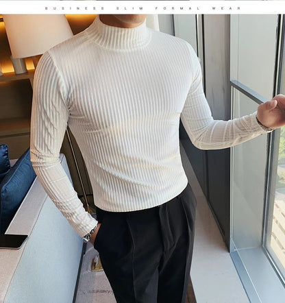New Gold Velvet T Shirt Men Clothing Fashion Trend Male Luxury Prom Party Long-sleeved Striped Pullover Tops Homme