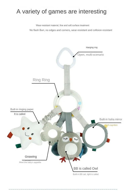 Brinquedos para Bebês de 0, 3, 6, 12 Meses, Brinquedo de Pelúcia com Atividades de Arco-Íris para Pendurar no Carrinho de Bebê, Cadeirinha de Carro, Berço, Viagem, Brinquedos Sensoriais para Bebês