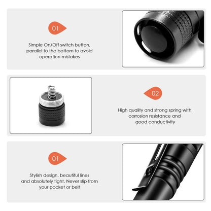 Mini Portable LED Pen Light Flashlight Powered By AAA Battery Torch With Pen Clip Outdoor Camping Emergency Lighting Flashlight