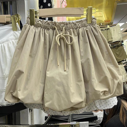 Vintage Sweet Bud Skirt Women A-line Lace-up High Waist Female Mini Skirts Falda