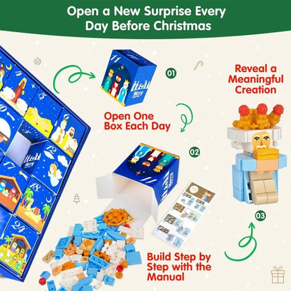 DIY Christmas Advent Calendar Gift Box Nativity Jesus Bricks Toys 24days Countdown Advent Calendars Christmas Home Decoration