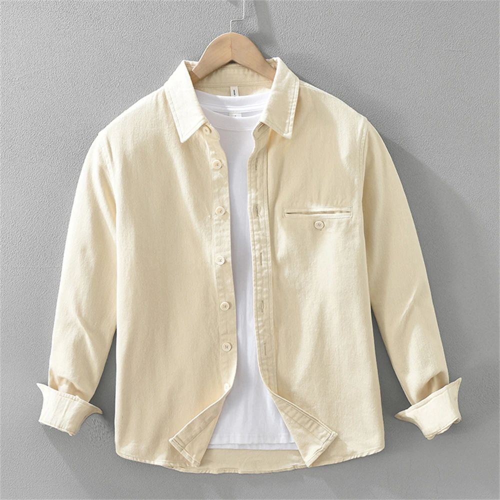 Autumn Winter men's long sleeve clothing cotton cargo shirts Solid workwear men tops Thickened shirt jacket for men 7569#