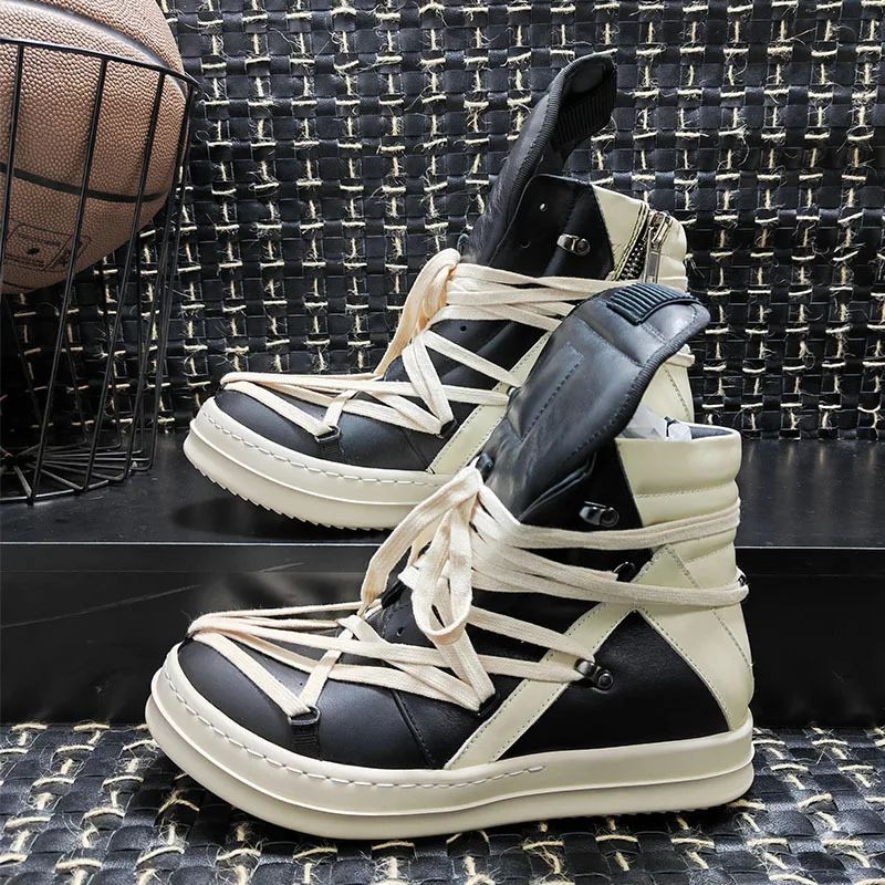 Owees Design High Top Sneakers Platform Corss Tied Men's Casual Boot Shoes Women Sneakers Designer  Flats Ankle Botas Size