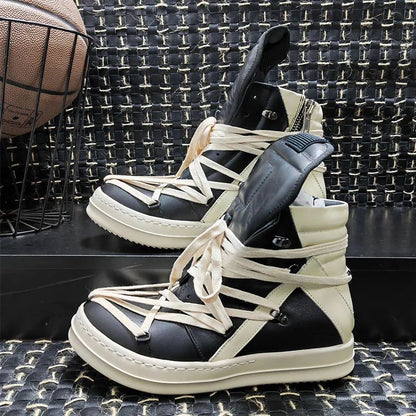 Owees Design High Top Sneakers Platform Corss Tied Men's Casual Boot Shoes Women Sneakers Designer  Flats Ankle Botas Size