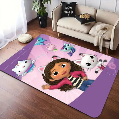 Cartoon Cute Gabbys Dollhouse Girl Carpet Rug for Bedroom Living Room Home Sofa Decoration,Children Game Large Decor Floor Mat