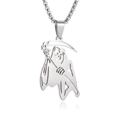 Colar Pingente Ceifador da Morte Gótico Misterioso Diabo Masculino Personalidade Punk Retro Halloween Joias da Moda