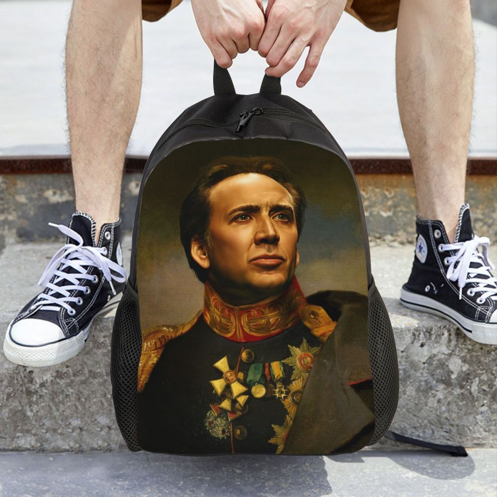 Custom Nicolas Cage Meme Laptop Backpack Women Men Basic Bookbag for College School Student Funny Bags