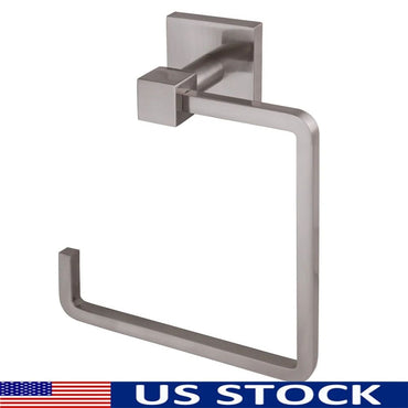 Modern Towel Ring Satin Nickel Finish Bathroom Kitchen Accessory Durable Metal Construction Easy Install Concealed Screws