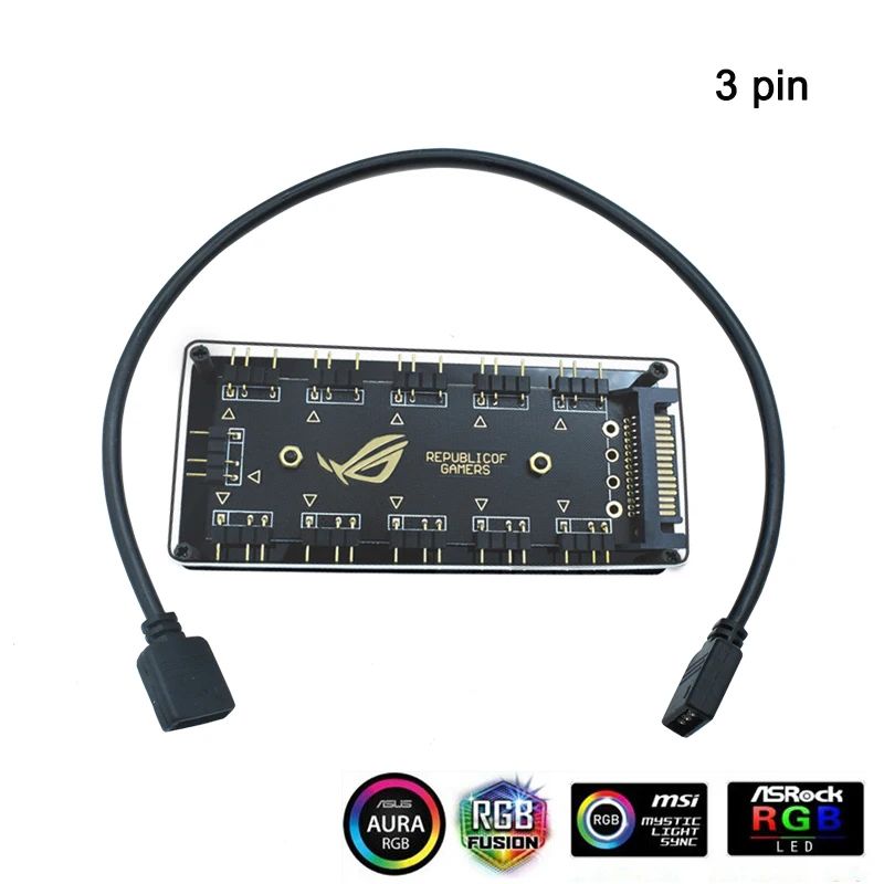Addressable Rainbow PC Digital WS2812b LED Strip Light for 5V 3pin ARGB Header PC Case Asus Aura Sync RGBIC Fusion MSI Mystic