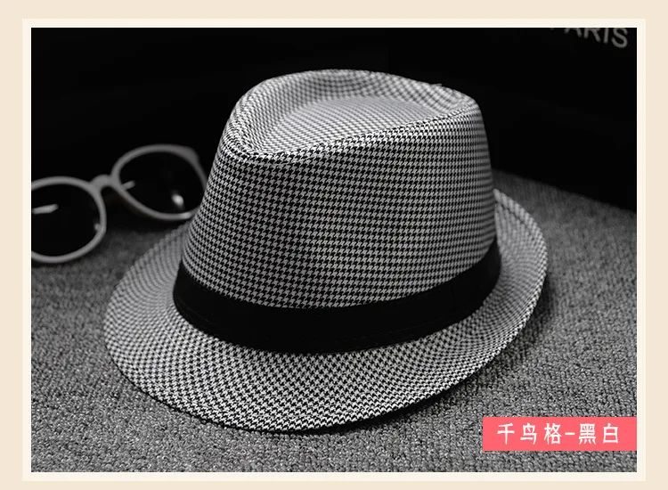 Fashionable Elegant Vintage Unisex Classic Summer Hat with Brim for Men and Women in Black, White, Red, Panama Top Jazz Beach Fe