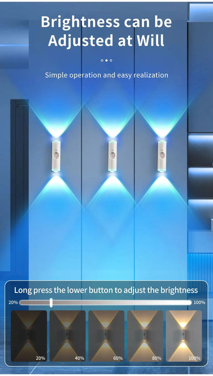 Smart RGB Gradient Wall Light Motion Sensor Magnetic Rechargeable Wall Sunset Lamp for Bedroom Closet Garden Room Decoration