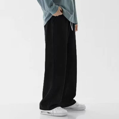 Spring Autumn Men Baggy Jeans Oversize Straight Loose Casual Denim Trousers Solid Color Streetwear Fashion Y2k Wide Leg Pants