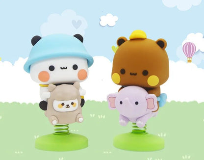 Figura de Urso Panda Fofo Bubu Dudu Kawaii Desenho Animado Modelo de Panda Criativo Animado Enfeites de Carro de Animal de Primavera