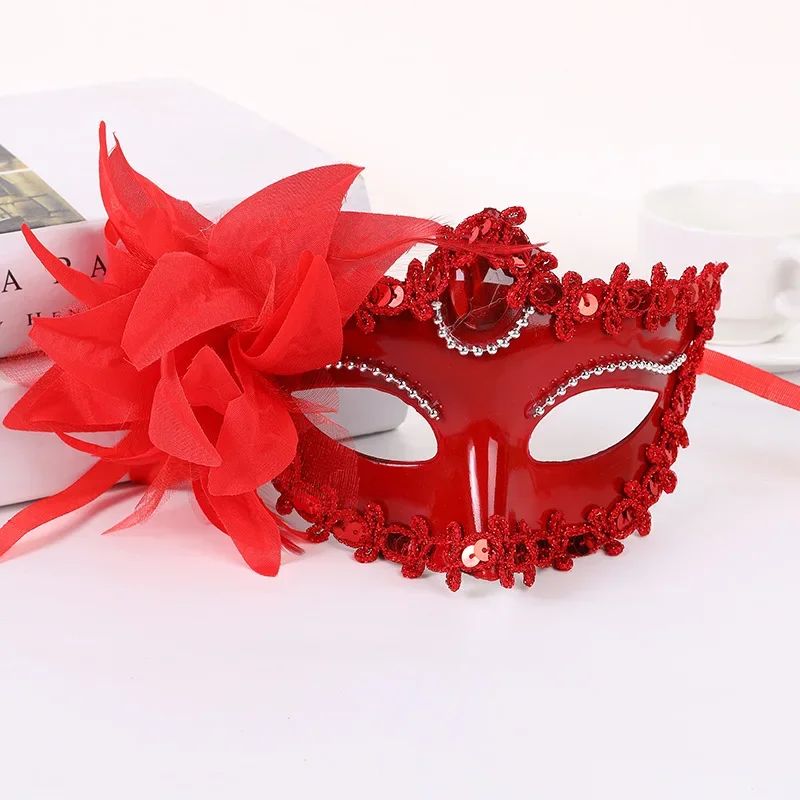 2026 Halloween Lace Half Face Mask Lily Flower Sexy Princess Cosplay Mask Party Dress Up Wearing Accessories