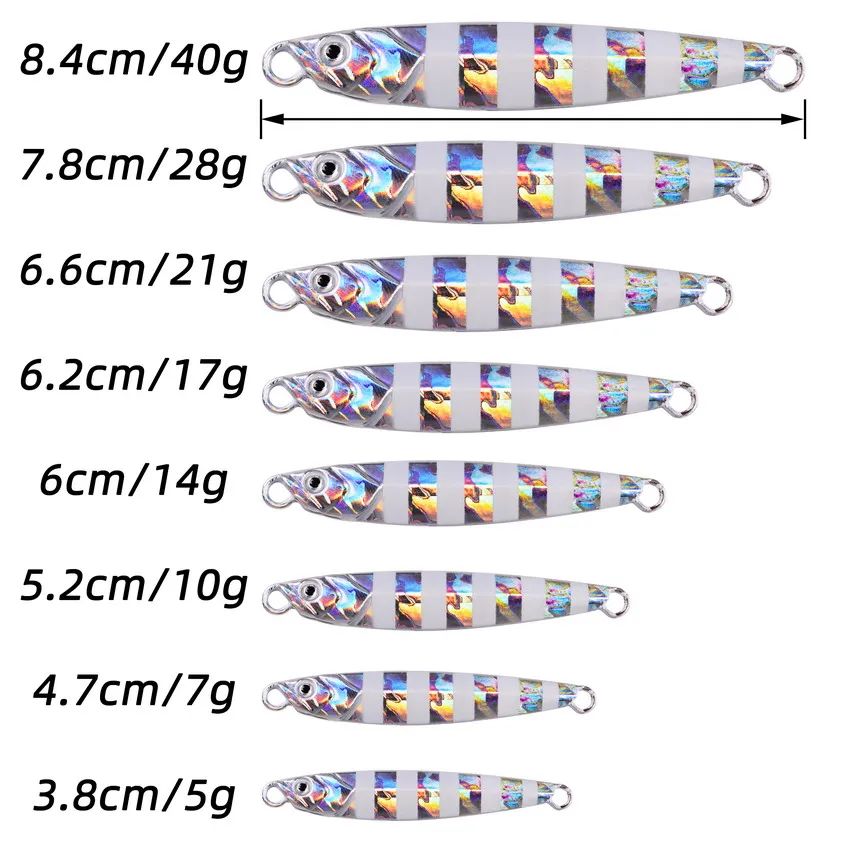 3/5/8 unidades de iscas de pesca de metal Jig Set 7g 10g 14g 21g 28g 40g Iscas de Jigging de arremesso em costa marítima Colher isca artificial de água salgada