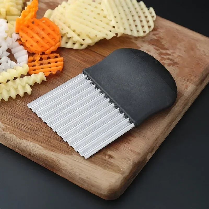 Cortador Ondulado de Batata Frita em Aço Inoxidável Fatiador de Batata Ferramentas Gadget de Cozinha para Fazer Batata Frita em Aço Inoxidável