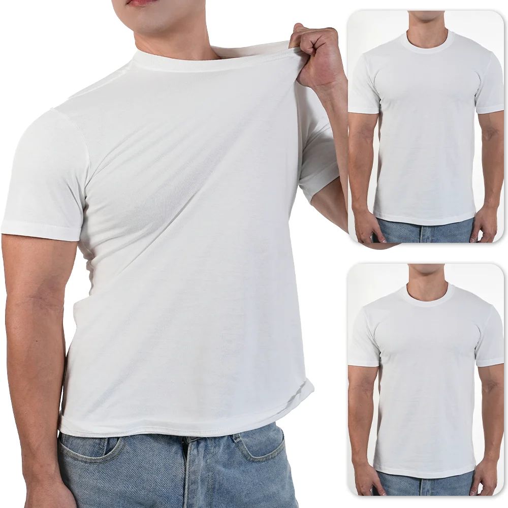 3pcs Mens Plain T-Shirt Casual 100% Cotton Slim Fit Short Sleeve Fitness Top Gym Clothes Soft Male White Black Big Size T Shirt