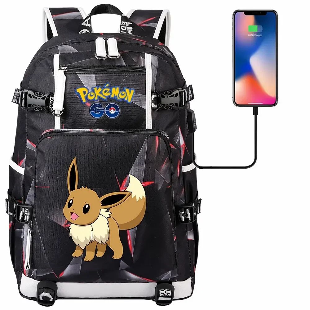 New Eevee Charizard USB Teenagers Schoolbags Women Men Laptop Travel Backpack Girl Boys Kids School Book Bags