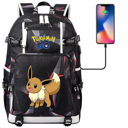 New Eevee Charizard USB Teenagers Schoolbags Women Men Laptop Travel Backpack Girl Boys Kids School Book Bags