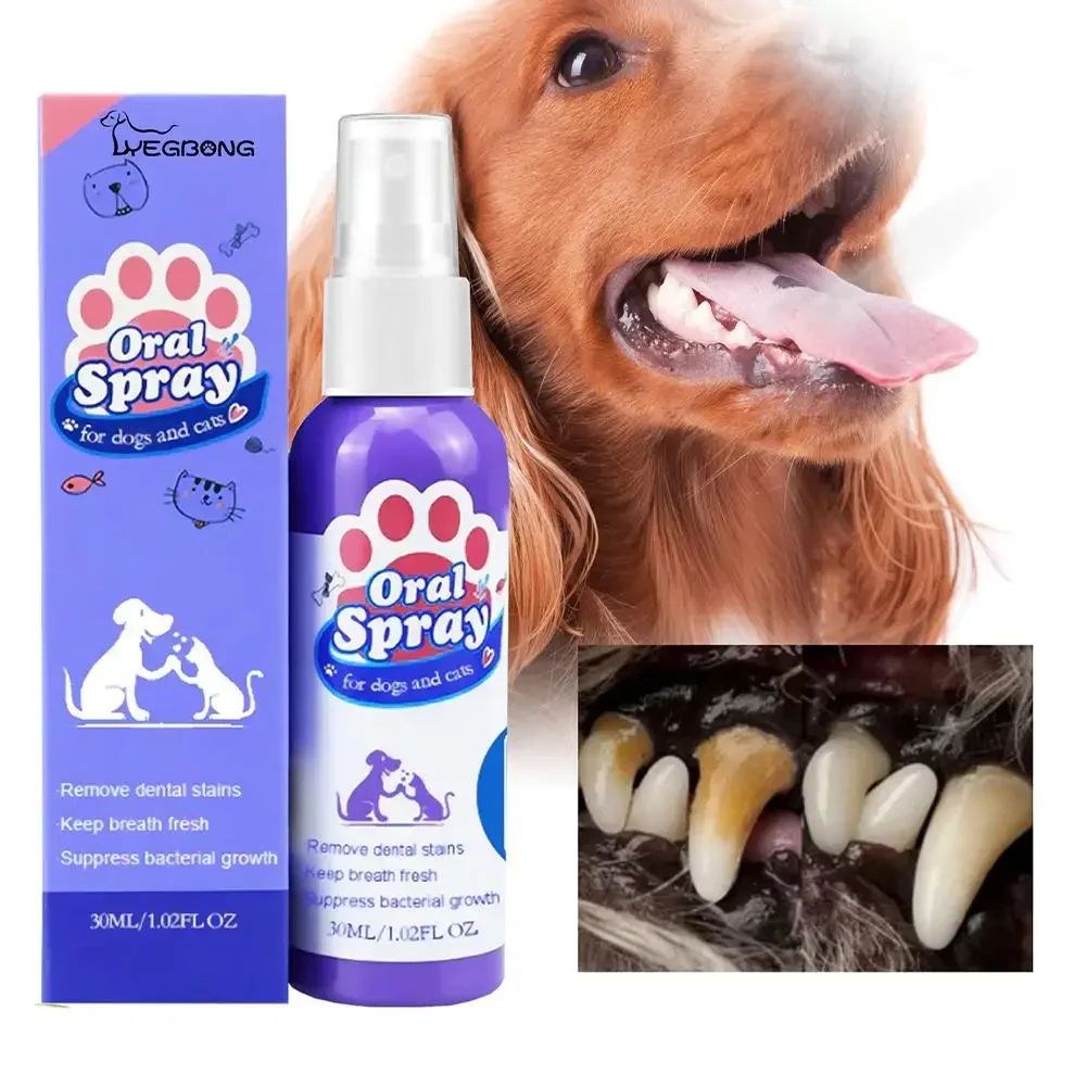 Spray de Limpeza Dental para Pets Previne Tártaro e Mau Hálito em Gatos e Cães Remove o Tártaro e Mantém o Hálito Fresco Desodorização Spray para Cuidados Bucais de Pets