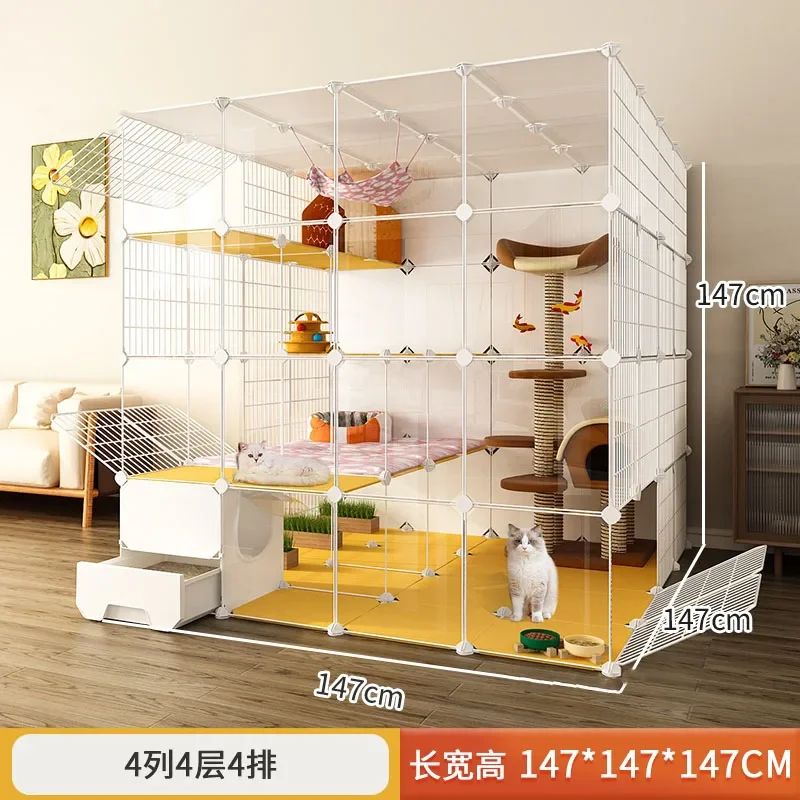 -Luxury Cat Cage Home Indoor Livingroom Balcony Cats Villa Super Large Free Space Kitten Pet House with Climbing Frame