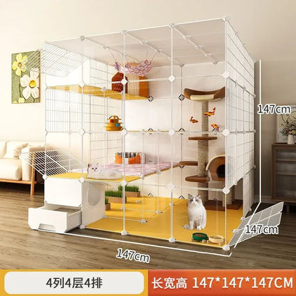 -Luxury Cat Cage Home Indoor Livingroom Balcony Cats Villa Super Large Free Space Kitten Pet House with Climbing Frame