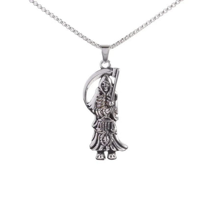Colar Pingente Ceifador da Morte Gótico Misterioso Diabo Masculino Personalidade Punk Retro Halloween Joias da Moda