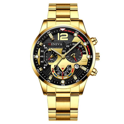 NEWFashion Mens Stainless Steel Watches Luxury Quartz Wristwatch Calendar Luminous Clock Men Business Casual Watch Reloj Hombre